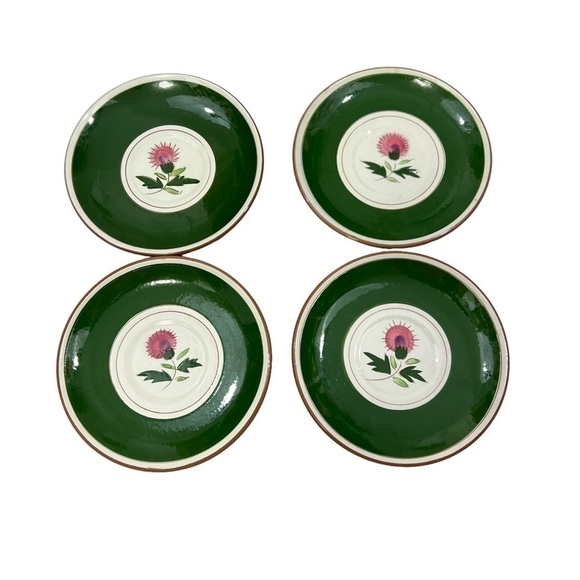 Stangl Pottery Thistle Pink Green 4 Cups Saucers Vintage. - Picture 3 of 9